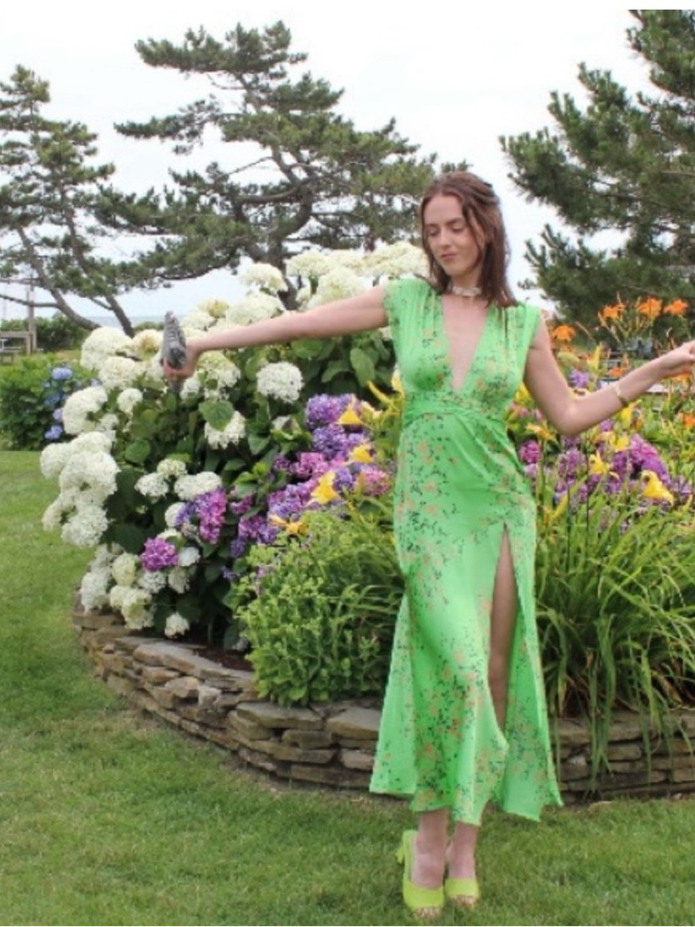 GREEN DRESS high split and colorful! asos - Picture 2 of 3